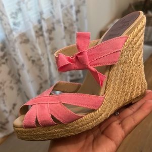 Christian Louboutin Delfin Espadrille Wedges color pink ribbon 37